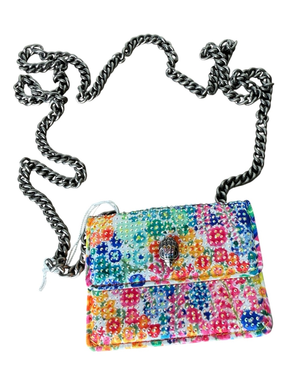 KURT GEIGER New Kensington Couture Micro Crossbody Bag Rhinestones Floral Chain